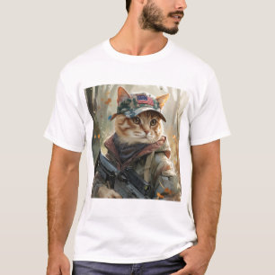 Camiseta Gato Guay MAGA con arma y camuflaje AMERICA