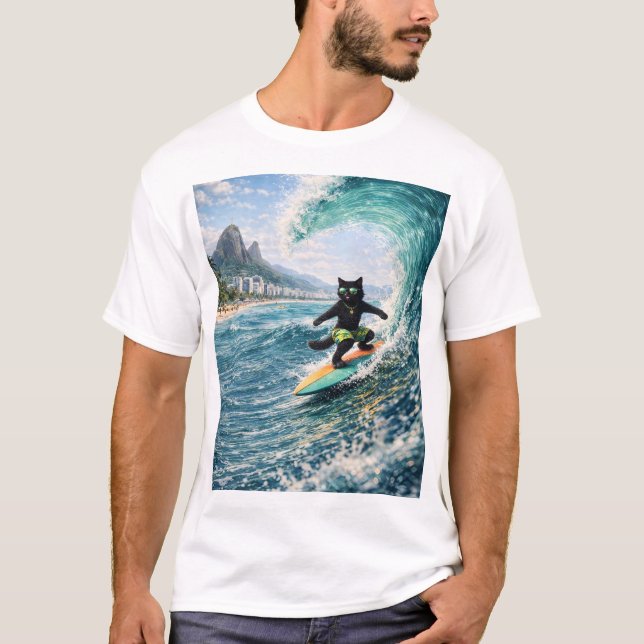 Camiseta Gato guay surfando (Anverso)