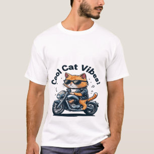 Camiseta Gato Guay Vibes motocicleta T-Shirt-Funny Biker Ca