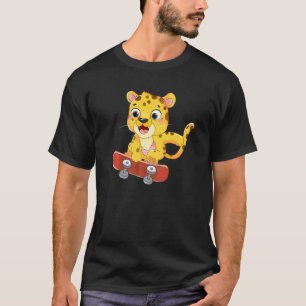Camiseta Gato Guepardo Lindo Patinando Gato Guepardo Para G