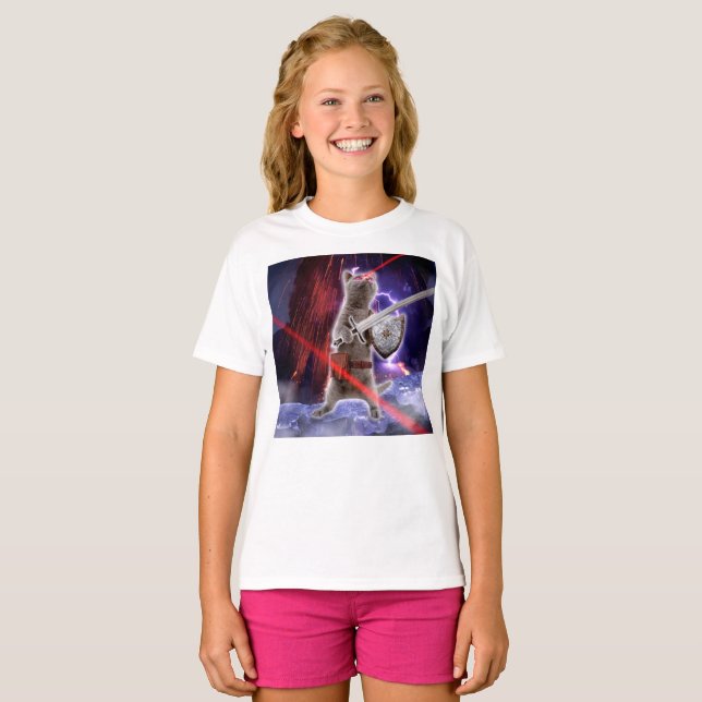 Camiseta Gato guerrero con láseres de ojo (Anverso completo)