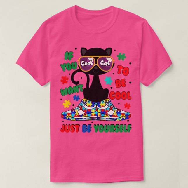 Camiseta Gato Guerrero Del Autismo Si Quieres Ser Guay Solo (Diseño del anverso)