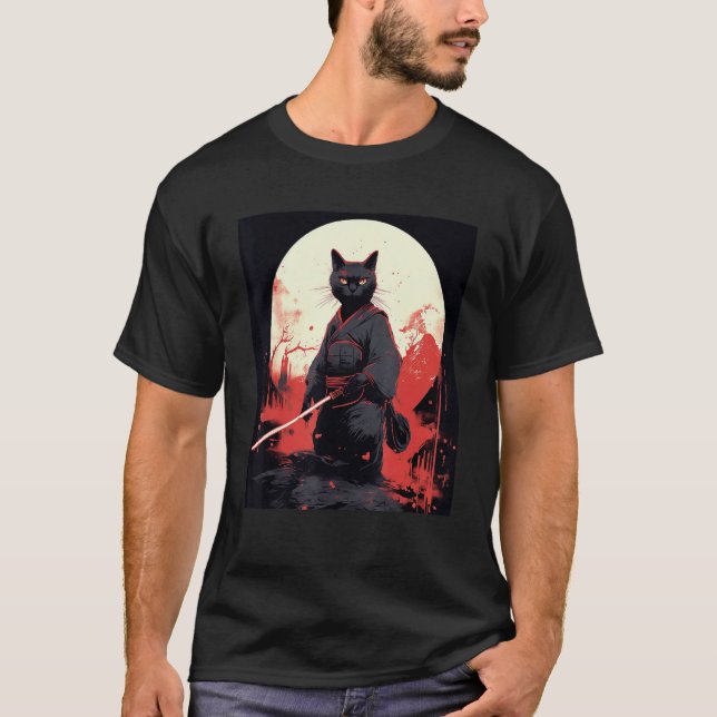 Camiseta Gato guerrero japonés Ninja Mask Kitsune (Anverso)