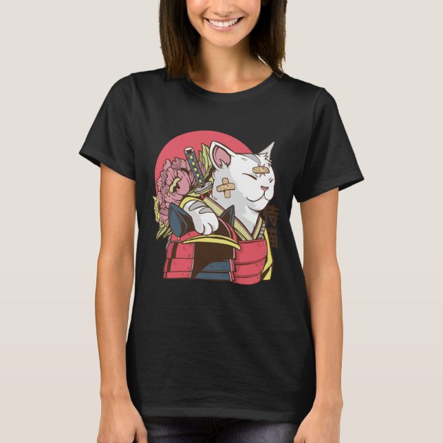Camiseta Gato Guerrero Samurái (Anverso)