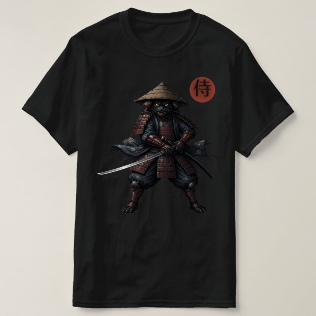 Camiseta Gato Guerrero Samurái (Diseño del anverso)