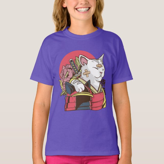 Camiseta Gato Guerrero Samurái (Anverso)