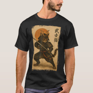 Camiseta Gato Guerrero Samurai Gato japonés Ukiyo-e Gato de
