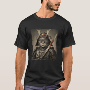 Camiseta Gato guerrero samurái vintage japonés Anime Ukiyo-