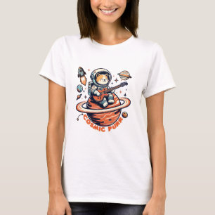 Camiseta Gato Guitarrista Astro - Cosmic Purr