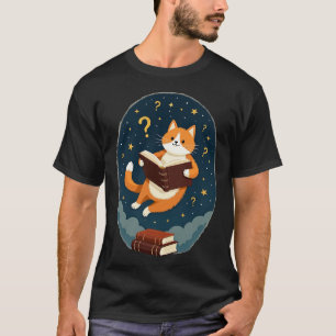 Camiseta Gato Gusano de Libro Cósmico Espacio Leyendo Gato