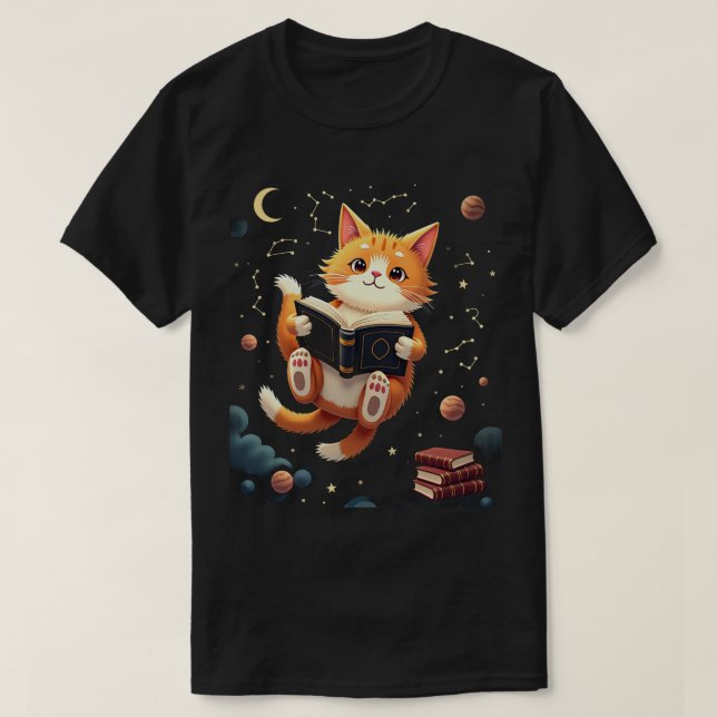Camiseta Gato Gusano Espacial Leyendo Otro Capítulo (Diseño del anverso)