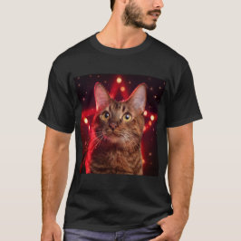 Camiseta Gato habanero marrón con fondo estrellado