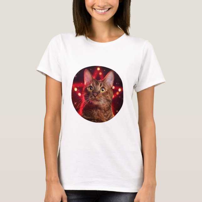 Camiseta Gato habanero marrón (Raza con fondo estrellado) (Anverso)