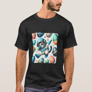Camiseta Gato haciendo Dabbing Astronauta Flotando En El Es