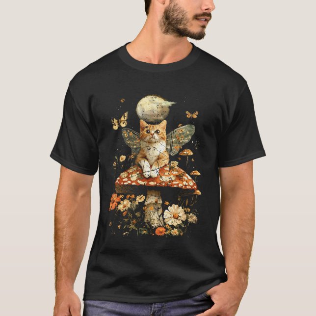 Camiseta Gato Hada Vintage Cottagecore (Anverso)