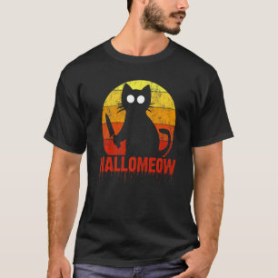 Camiseta Gato Hallomeow Con Hallowee De Knife Asesino