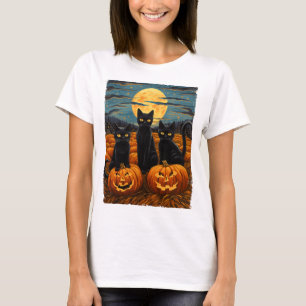 Camiseta Gato Halloween Amantes de los Gatos Noche Estrella