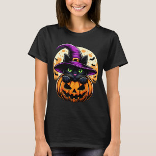 Camiseta Gato Halloween Calabaza Gato Negro Actuación