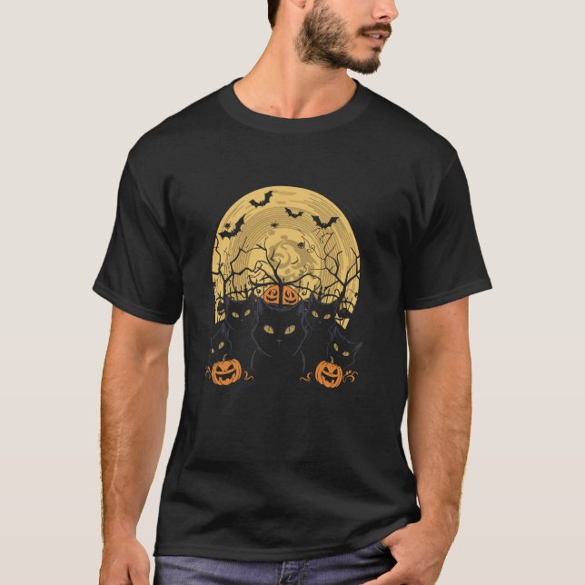 Camiseta Gato Halloween Luna (Anverso)