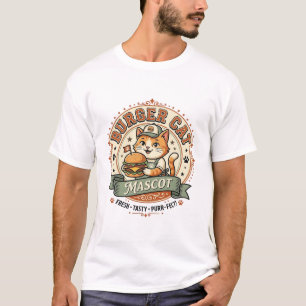 Camiseta Gato Hamburguesa Mascota Gato Comida Rápida Mascot