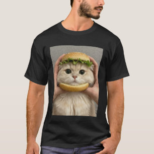 Camiseta Gato Hamburguesa Pan Bonito Divertido Meme Comida