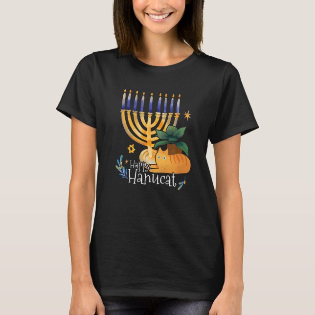 Camiseta Gato Hanukkah Hanucat feliz (Anverso)