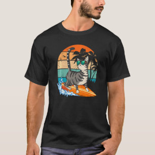 Camiseta Gato Hawaiano De Surf Cute Playa Verano Vac