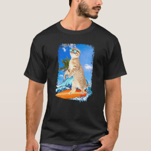 Camiseta Gato Hawaiano de Surfador Lindo Playa Vacaciones d