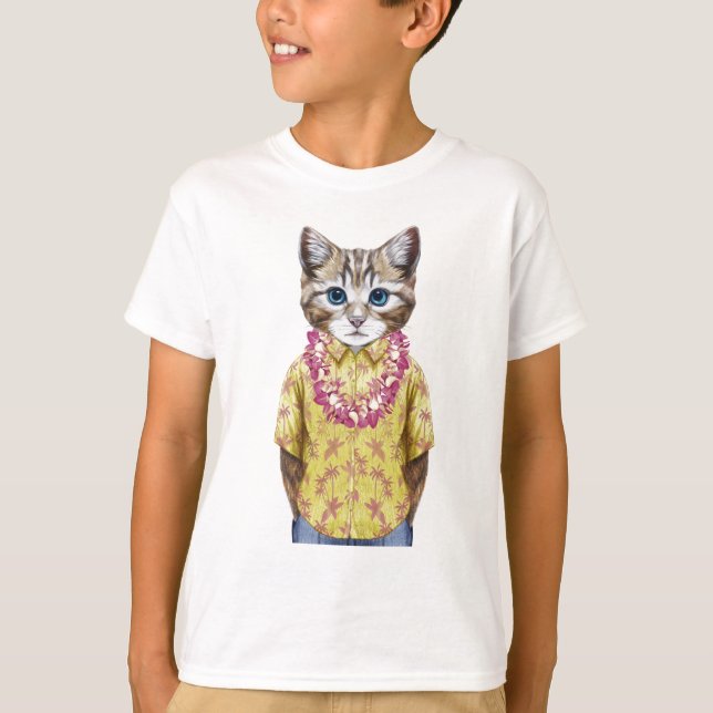 Camiseta Gato hawaiano del gatito (Anverso)