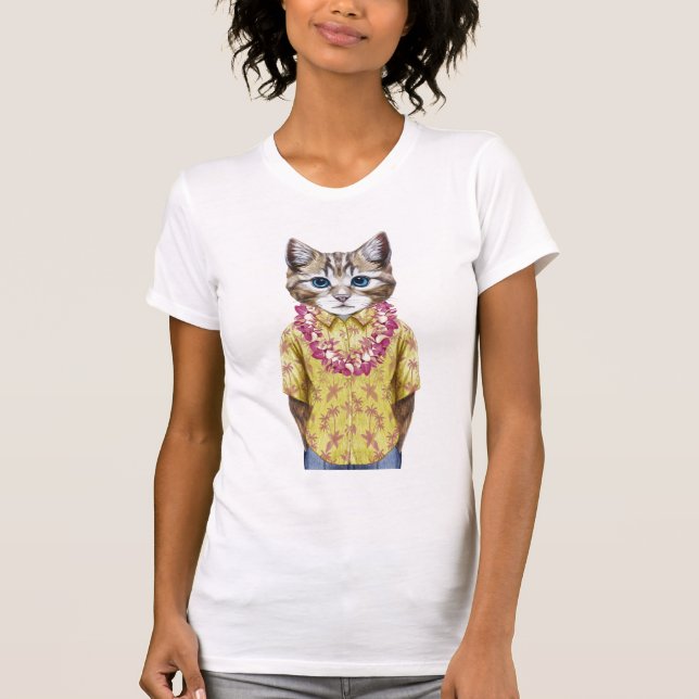 Camiseta Gato hawaiano del gatito (Anverso)