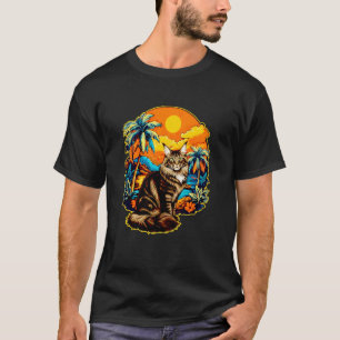 Camiseta Gato Hawaiano Tropical Maine Coon Regalo Mamá Papá
