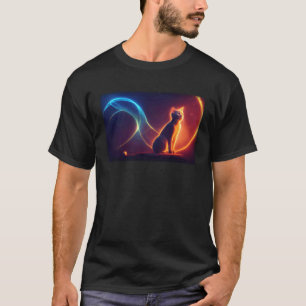 Camiseta Gato hechicero usando libro de hechizos Fondo cósm