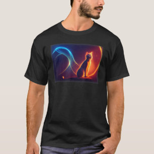 Camiseta Gato hechicero usando libro de hechizos Fondo cósm