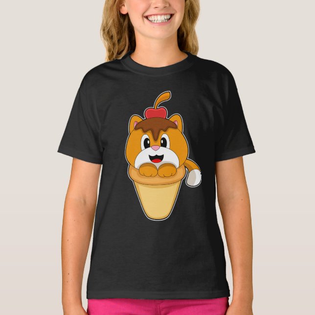 Camiseta Gato Helado de Waffle Cherry (Anverso)