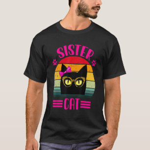 Camiseta Gato Hermana Pequeña Con Gafas De Leopardo Retro