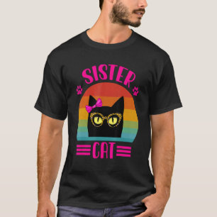 Camiseta Gato Hermana Pequeña Retro Con Gafas De Leopardo G