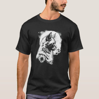 Camiseta gato hermoso y girasol con silueta de luna