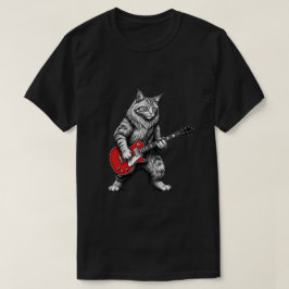 Camiseta Gato Héroe de Guitarra Clásica de Rock para Hombre