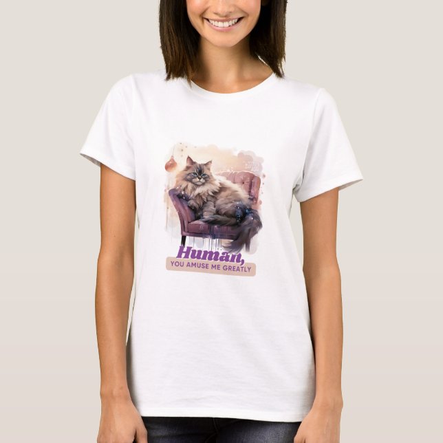 Camiseta Gato Hilariuos "Humano, me maltratas mucho" (Anverso)