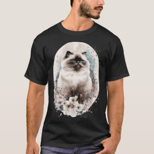 Camiseta Gato Himalaya cerezo en flor de gato Rama en japon