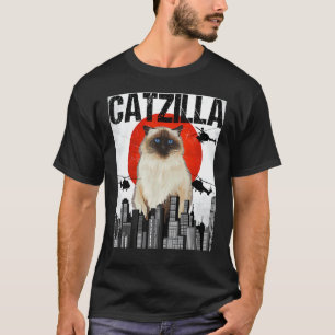 Camiseta Gato Himalayo Catzilla Japonés Antiguo Divertido