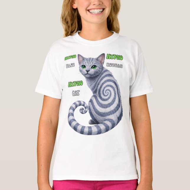 Camiseta Gato Hipno Azul Ruso (Anverso)