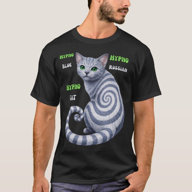 Camiseta Gato Hipno Azul Ruso (Anverso)
