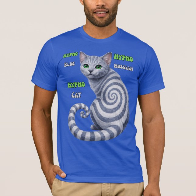 Camiseta Gato Hipno Azul Ruso (Anverso)