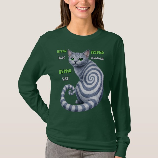 Camiseta Gato Hipno Azul Ruso (Anverso)