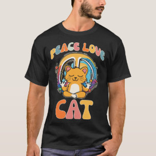 Camiseta Gato Hippie de Paz Amor Yoga Meditación Felina Hum