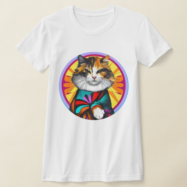 Camiseta Gato hippie divertido (Distribución)