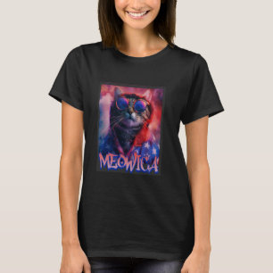 Camiseta Gato Hippie Meowica Diseño Graffiti 4 de Julio
