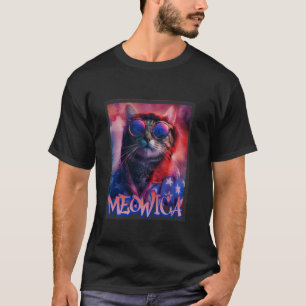 Camiseta Gato Hippie Meowica Diseño Graffiti 4 de Julio Gat