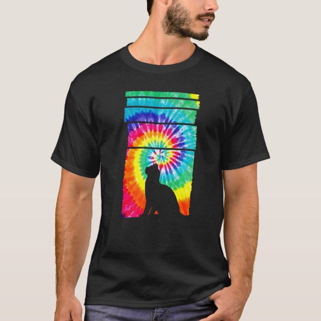 Camiseta Gato Hippie Tie Dye (Anverso)